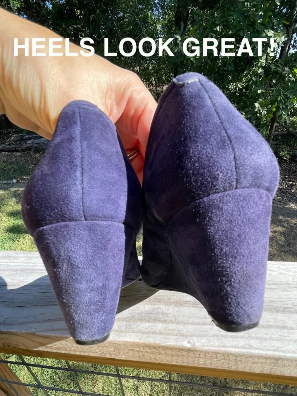 Glam Night Out BCBGeneration Blue Suede Bejeweled Wedges Size 7.5